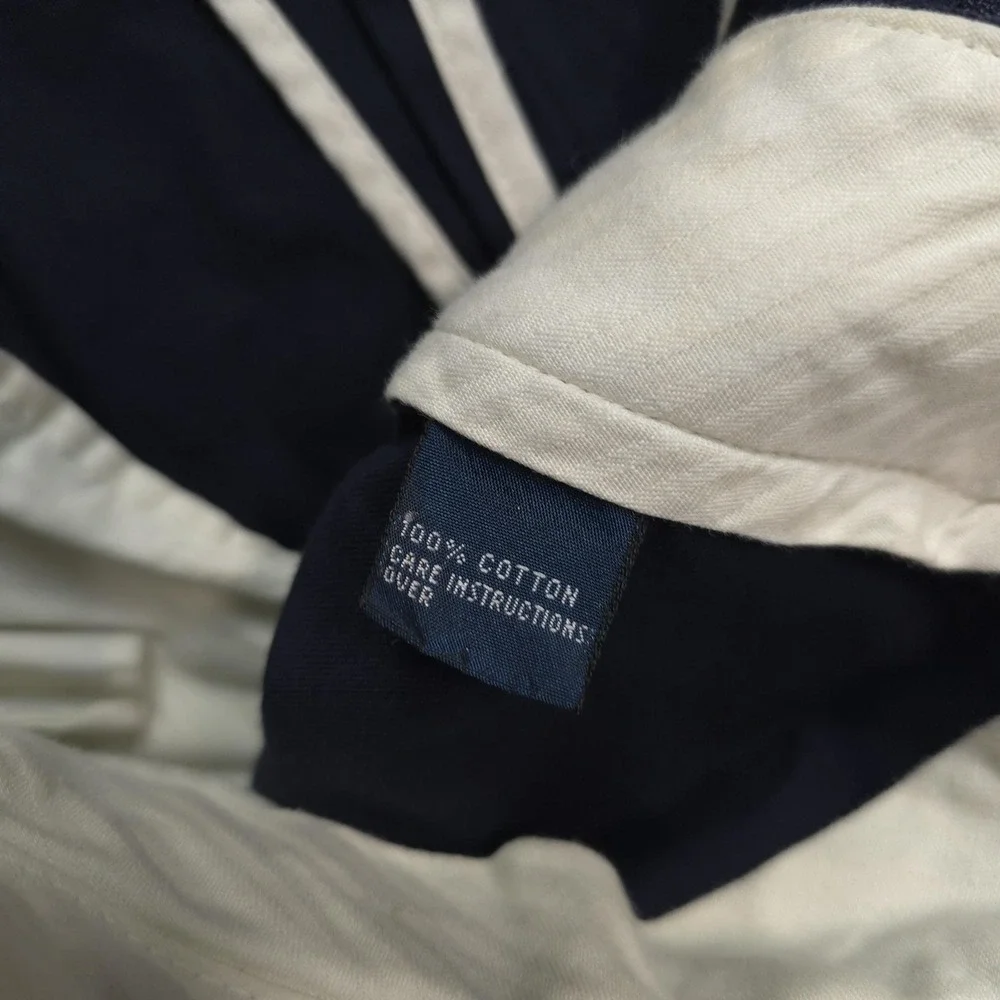 Vintage Polo Ralph Lauren Pants Mens 35x32 Blue Pleated Chino Cotton Dress